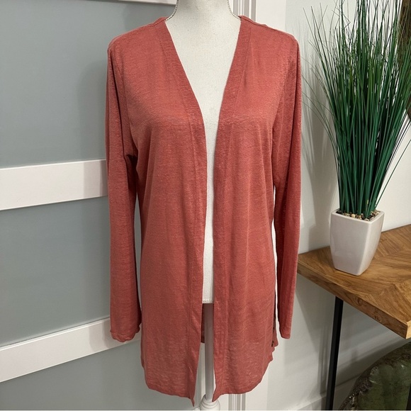 Cynthia Rowley Sweaters - Cynthia Rowley 100% Linen Open Cardigan
SZ L Dusty Pink Lagenlook Summer NWT